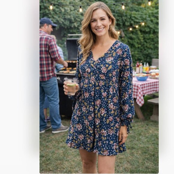 Umgee Dresses & Skirts - UMGEE Floral Boho Mini Dress Small Cottagecore Prairie